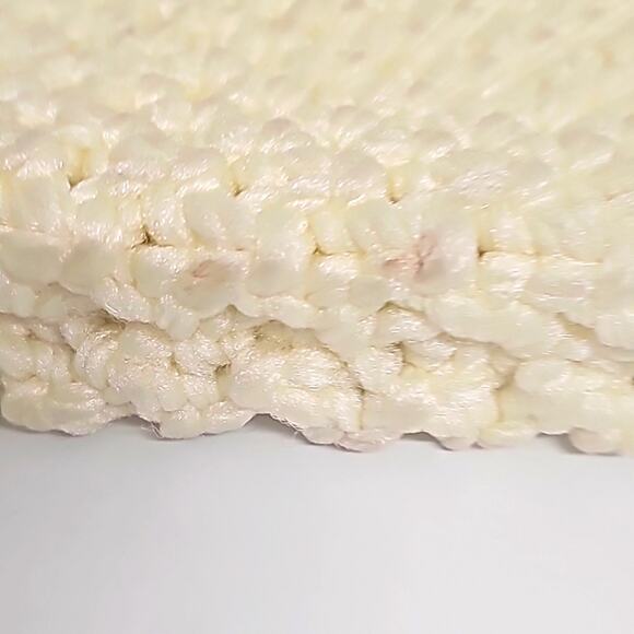 Macrame Crochet Knit Womens Handbag Purse Ivory Peel & Stick Closure 10" x 7.75" - Picture 10 of 11